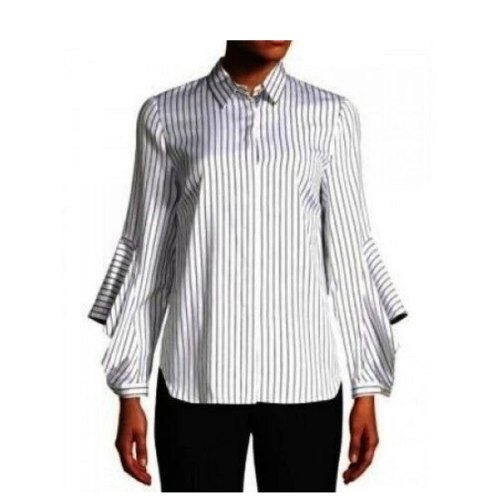 Kobi Halperin Black White Stripe Cotton Silk Blend
Flared sleeve blouse